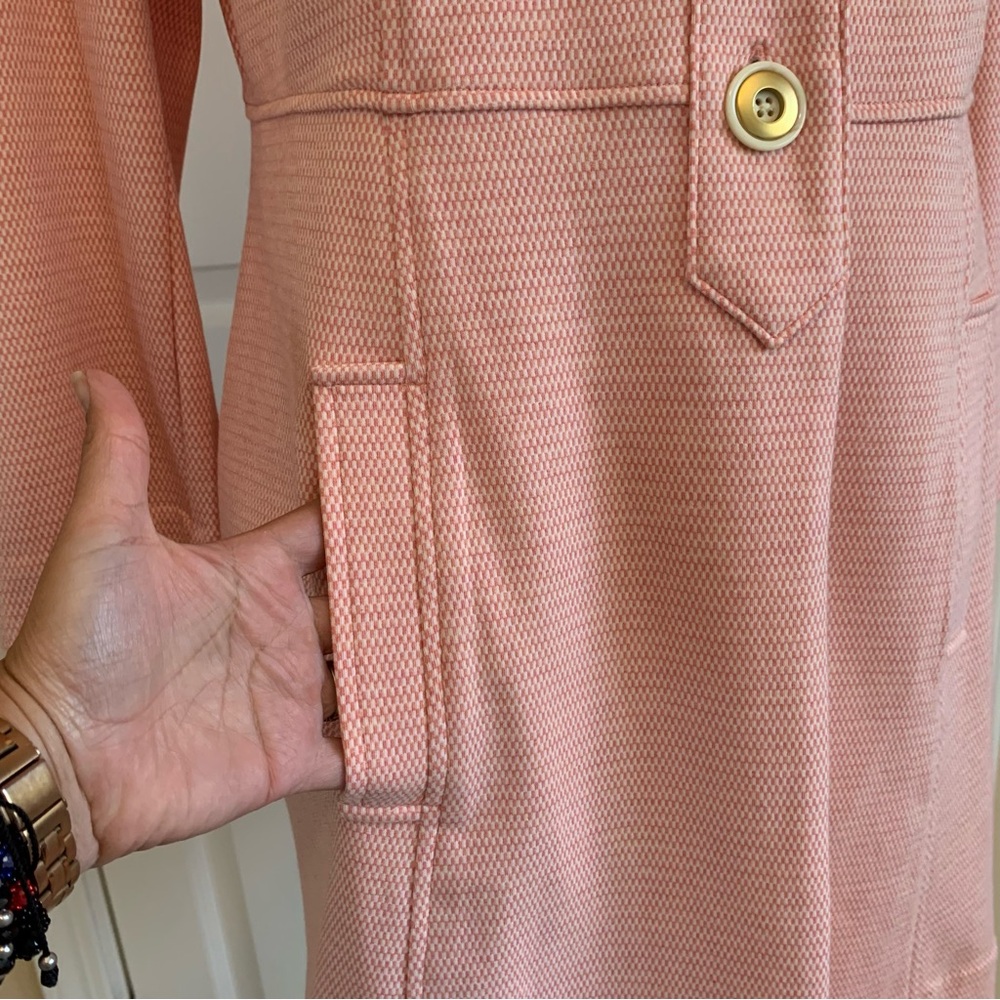 CAbi Take 5 Long Topper Jacket Coat Pink Tweed Button Front Sz M Career Stretch - Picture 9 of 15